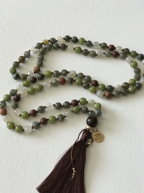 Peace and Harmony Beaded Tassel Necklace Peace Jade Mint Green