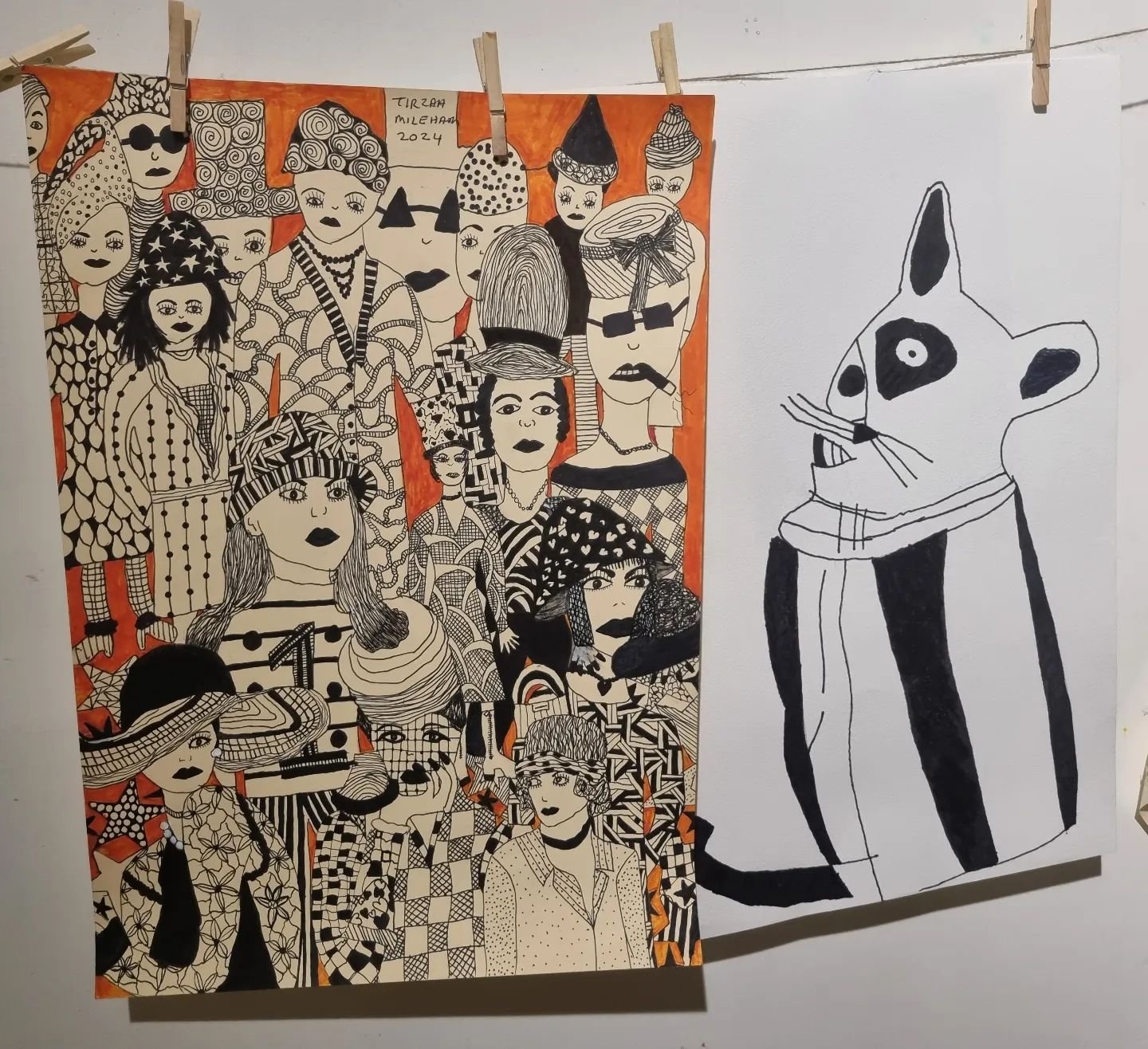 Hats and Cats is where its at. 🧢 🐈&zwj;⬛
.
Tirzah and John distinct style of drawing has us all inspired in the studio.