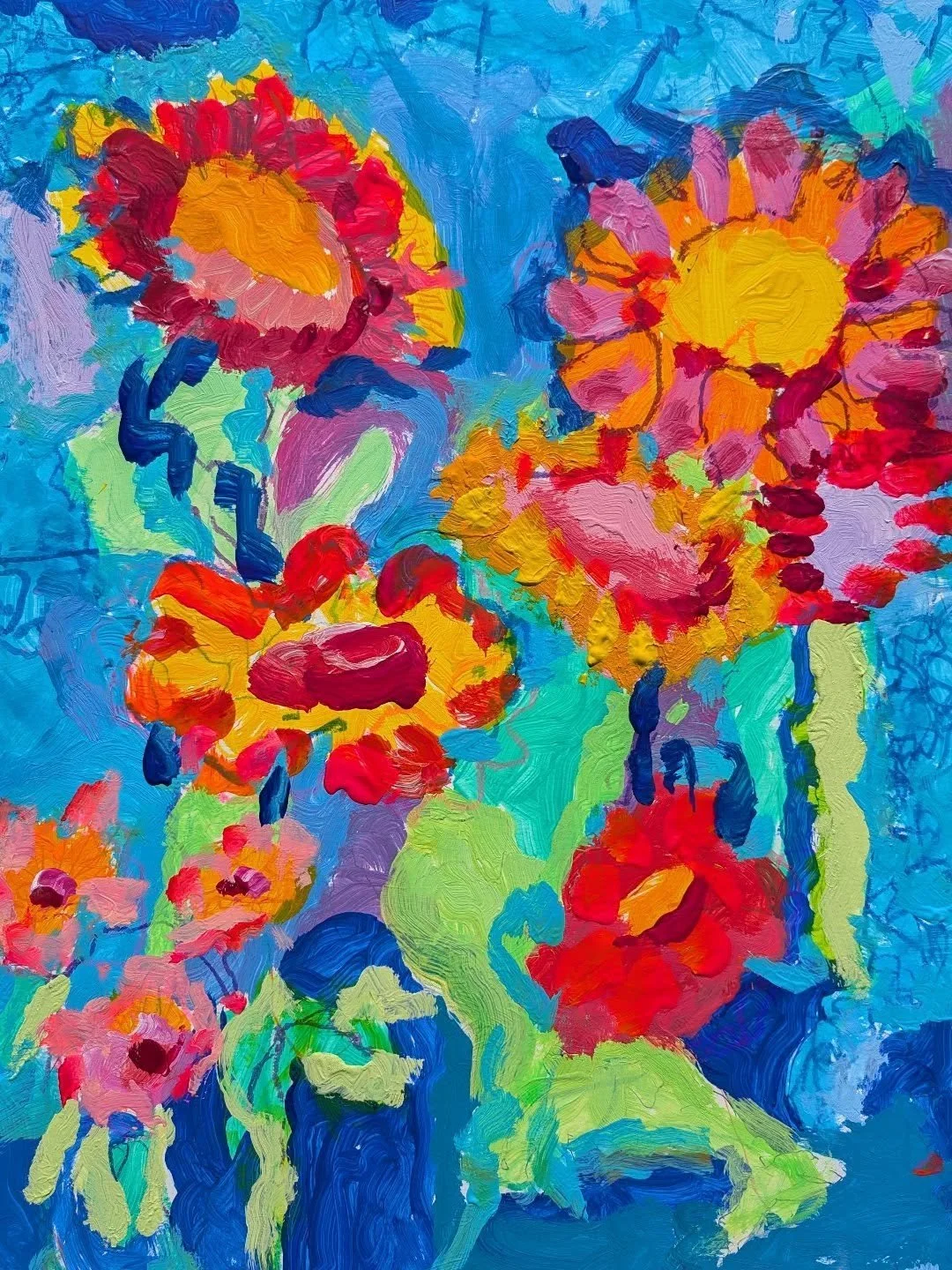 &quot;Wildflowers&rdquo; &mdash; a vibrant new painting by Jon.
This piece brings the warmth we need on this chilly day.