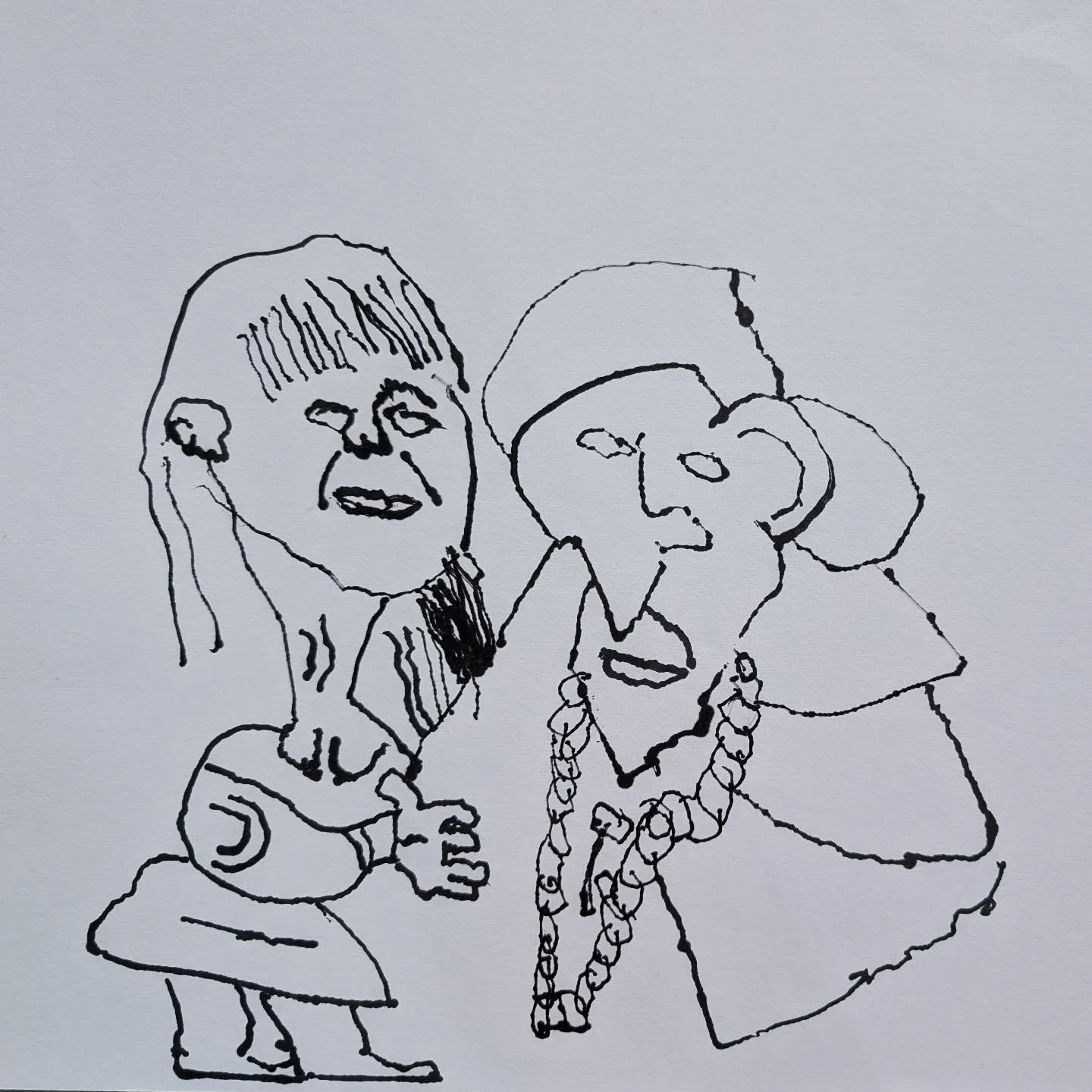 A drawing by Tony of himself and Michelle &mdash; full of character, where nothing is overworked and every mark matters.