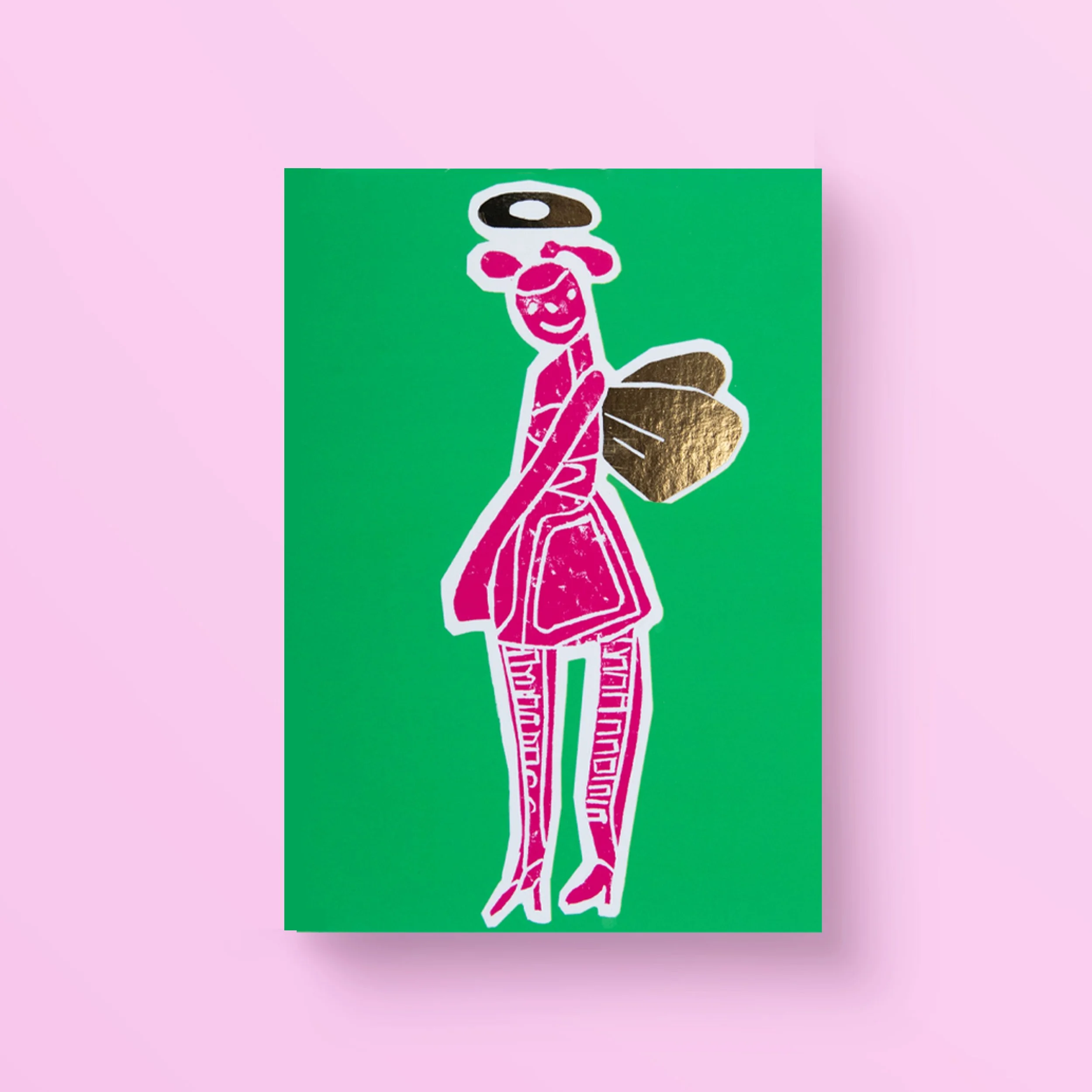 Christmas Card - Pink and Green