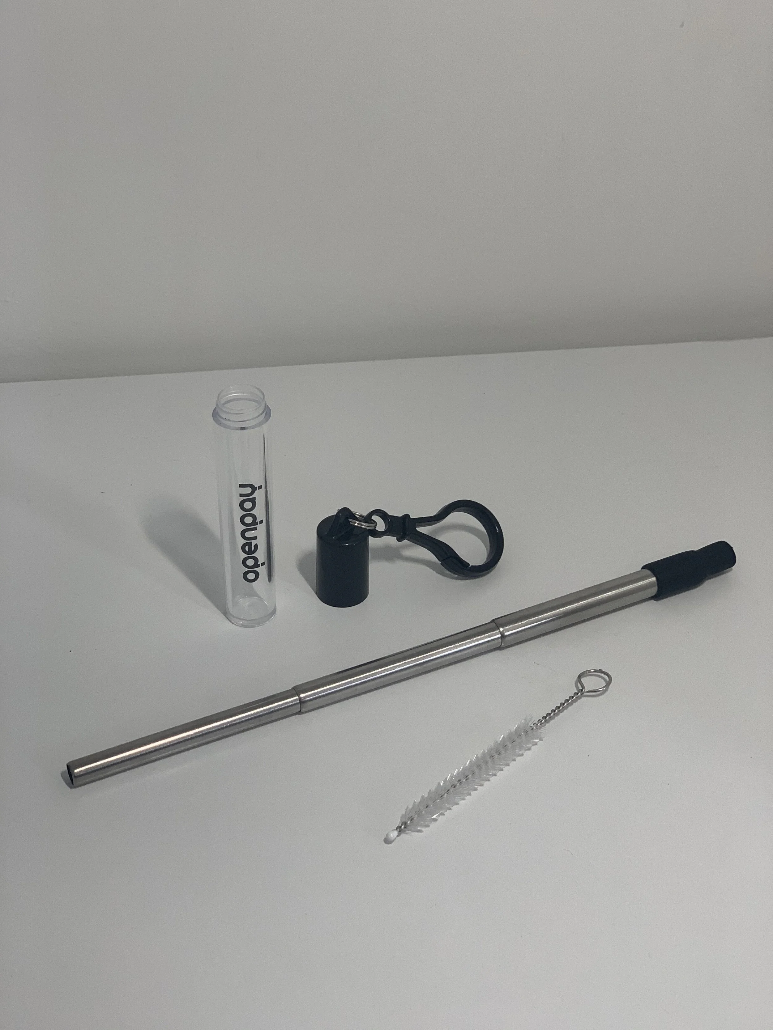 Reusable key ring straw
