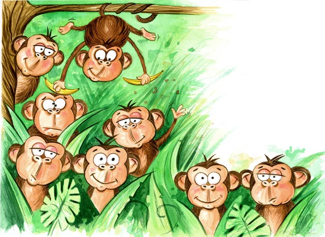 A Troop of Monkeys (original painting)