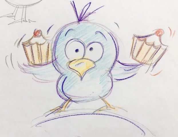 Silly-bird-Andréa-Prior-Original-Sketch-from-A-Piddle-of-Puppies (1).jpeg