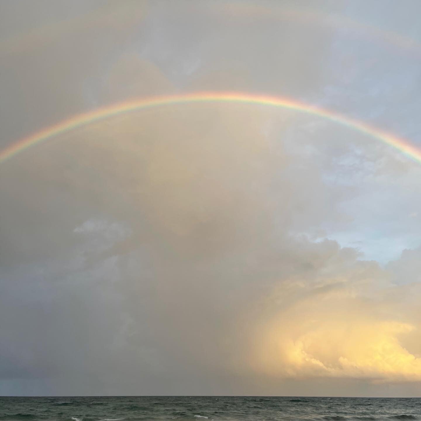 Wow! I stood in awe of this beautiful rainbow during my eventing beach walk. 🌈 Sighting a rainbow has long been believed to be a promise of good things to come. Most of us already know the legend of gold at the end of the rainbow. The rainbow is an 