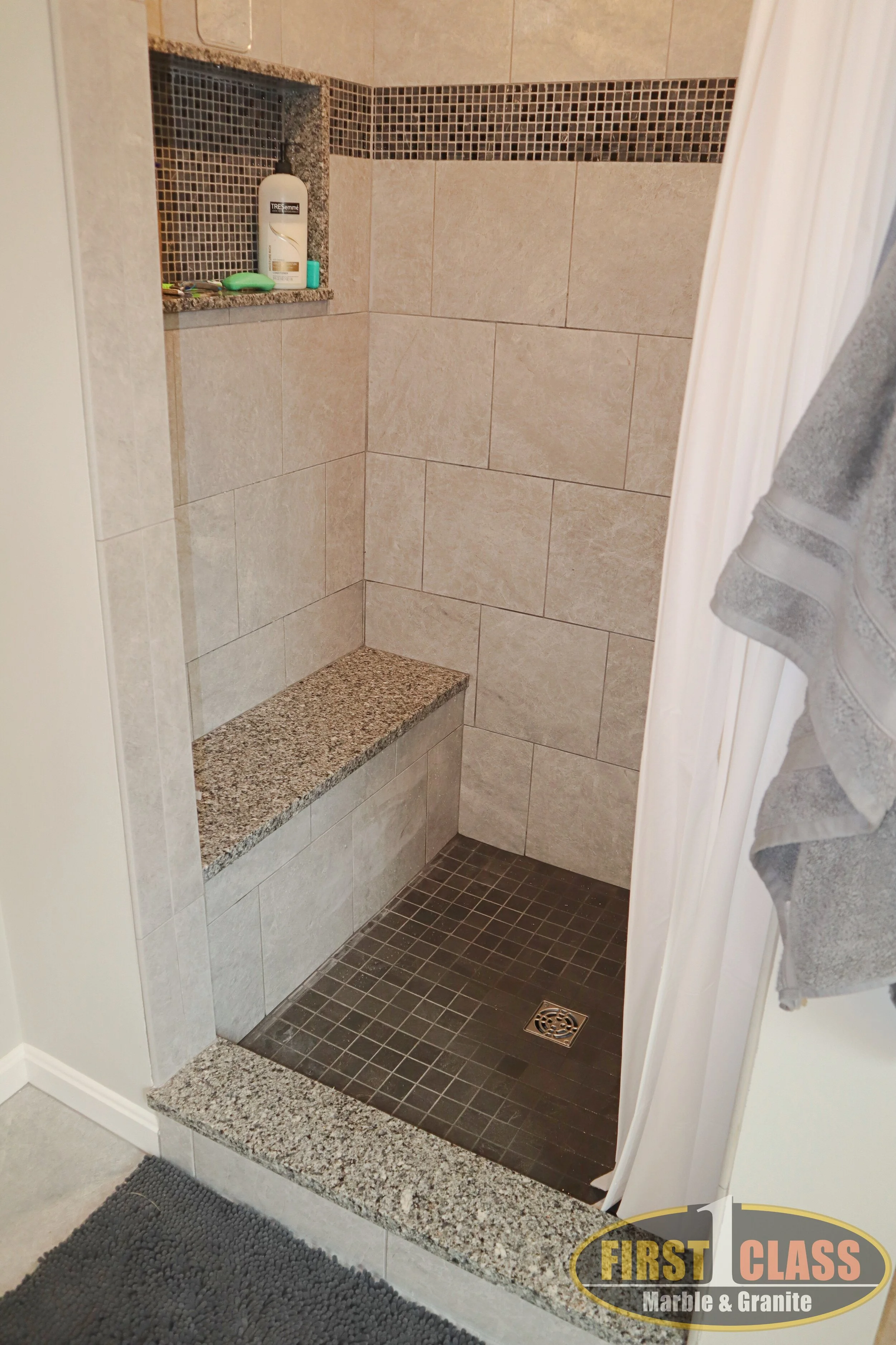 Material: Azul Platino Thickness, Finish & Stone Type: 3 CM Polished Granite