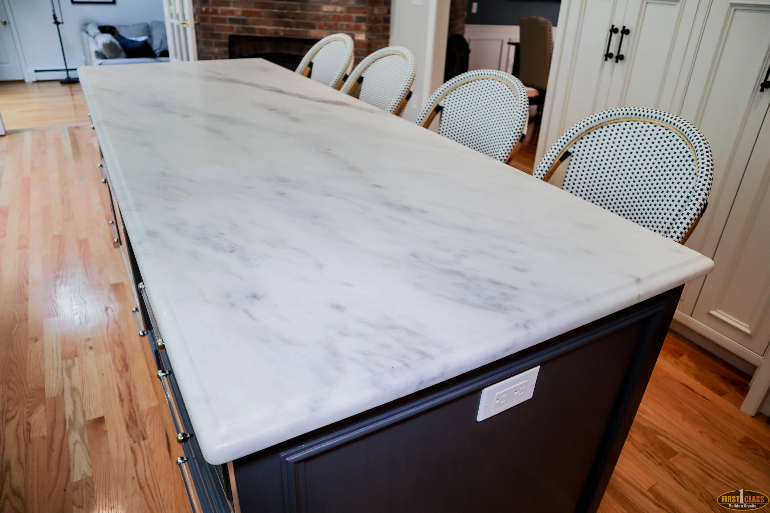 Material: Imperial Danby Thickness, Finish & Stone Type: 3CM Honed Marble Edge: Ogee