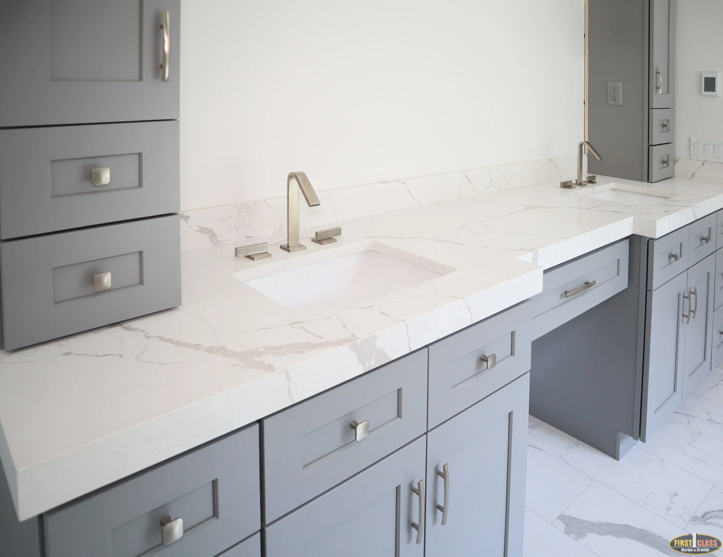 QMSI Calacatta Laza Jobs by Material — First Class Marble & Granite