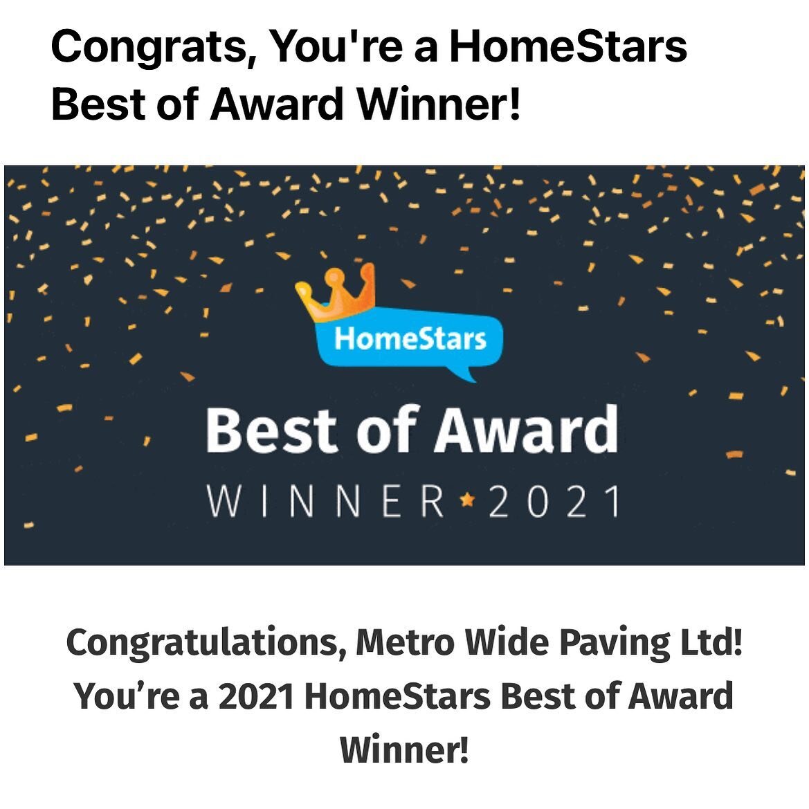 We did it again! 2 years running, we have been crowned @homestars Best of Award Winner for paving in the GTA. It took a lot to get this award: from our guys who work tirelessly around the clock executing top notch quality projects each and every toda