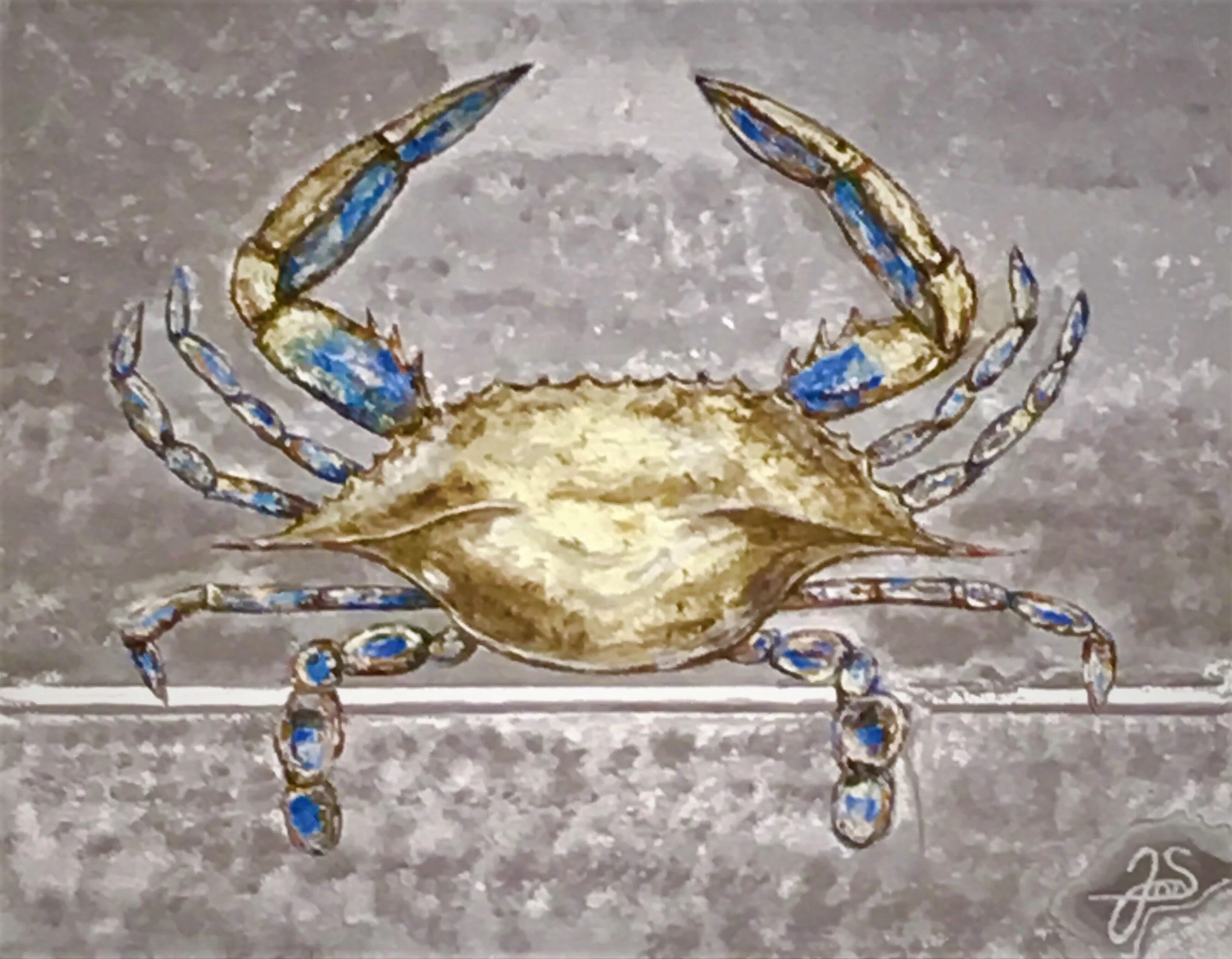 Blue Crab On "Metallic" Background