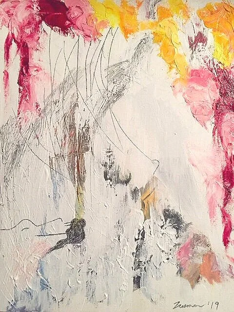 There Do We Go From Here. 2019. Oil, charcoal, and gesso on canvas (16” x 20”).
