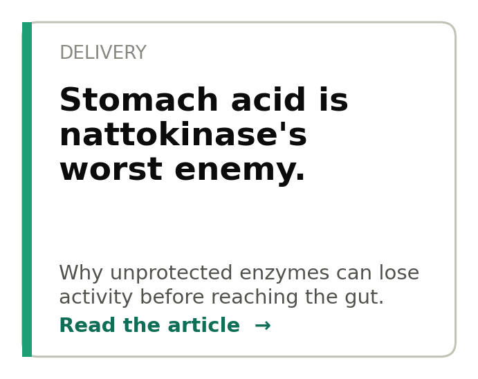 Nattokinase and stomach acid — acid-resistant delivery