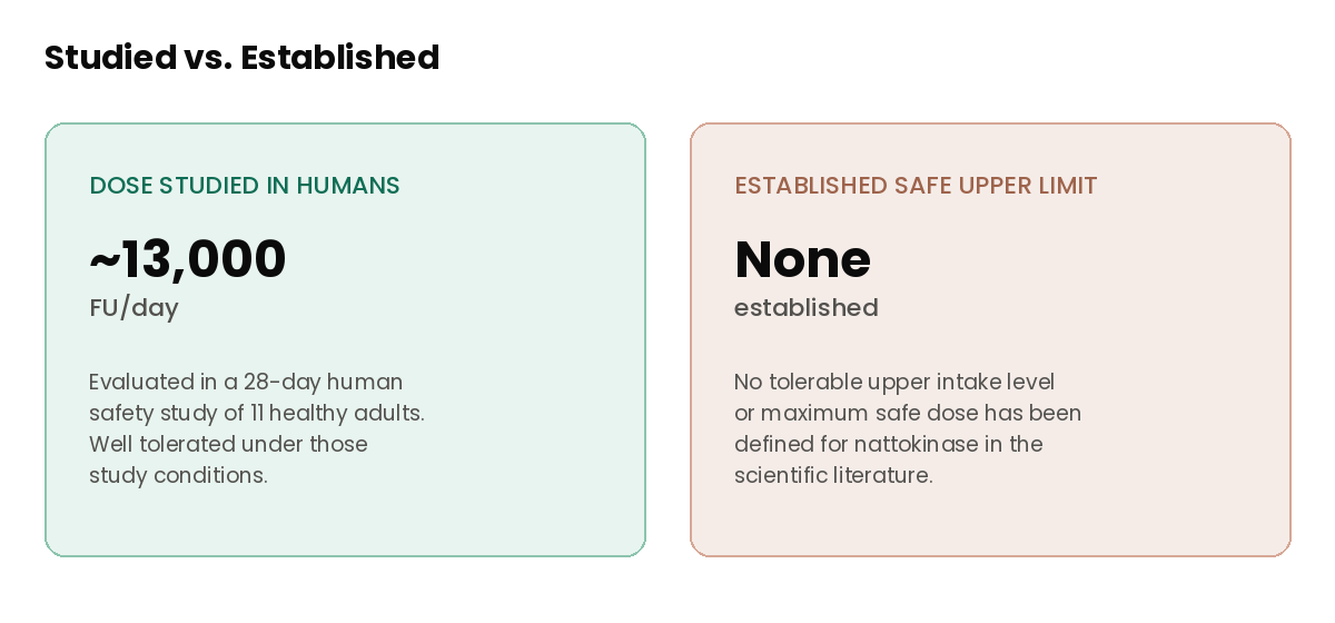 Nattokinase dose studied vs established safety limit comparison