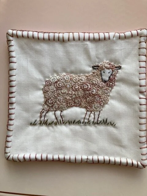 Marie Kennedy: Embroidered Sheep from our Sheep Kit