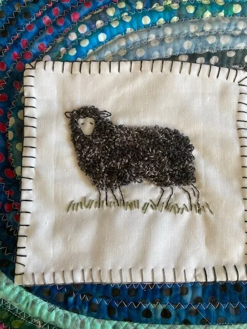 Marie Kennedy: Embroidered Sheep from our Sheep Kit