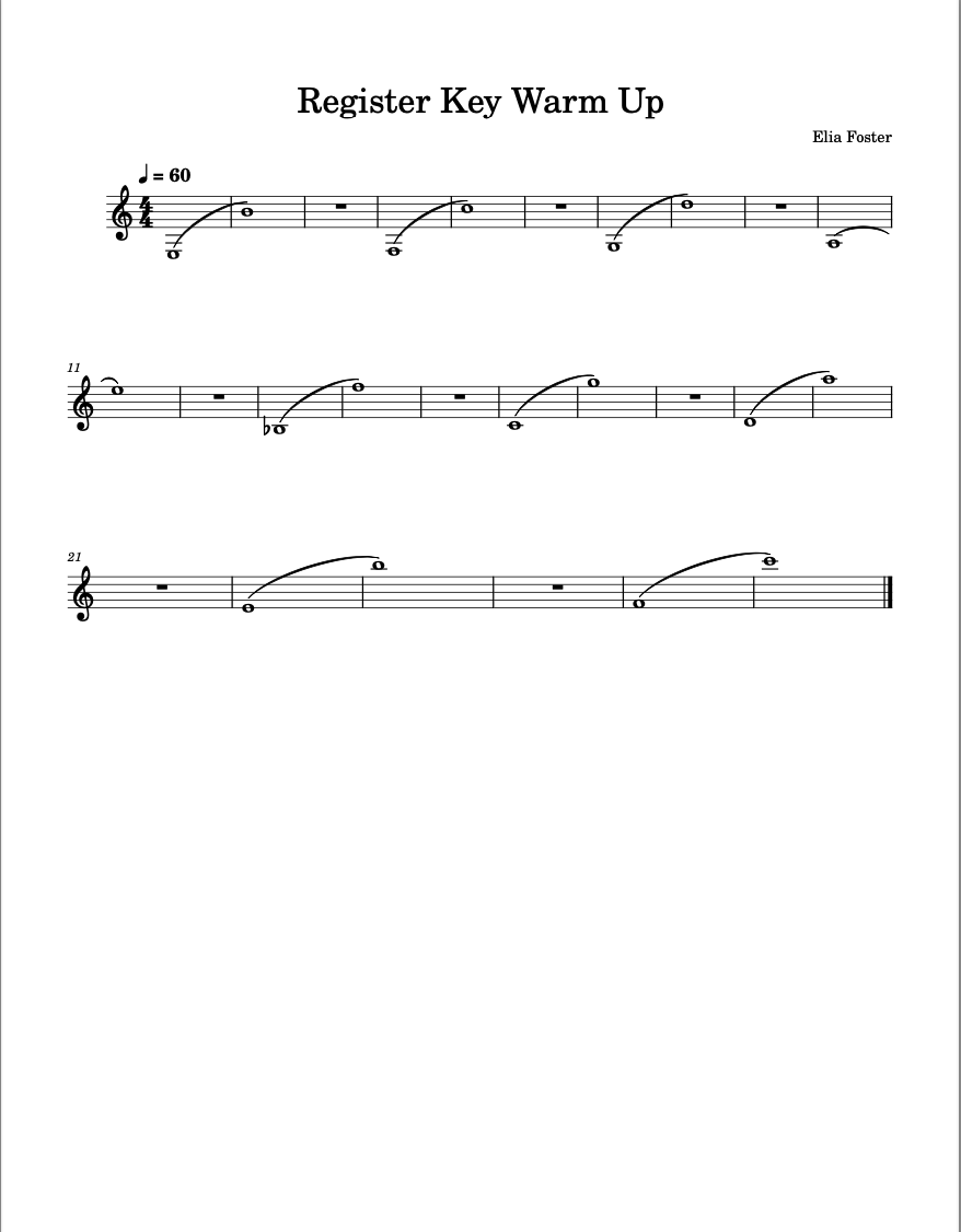 Clarinet Register Key Warm-Up Sheet Music 