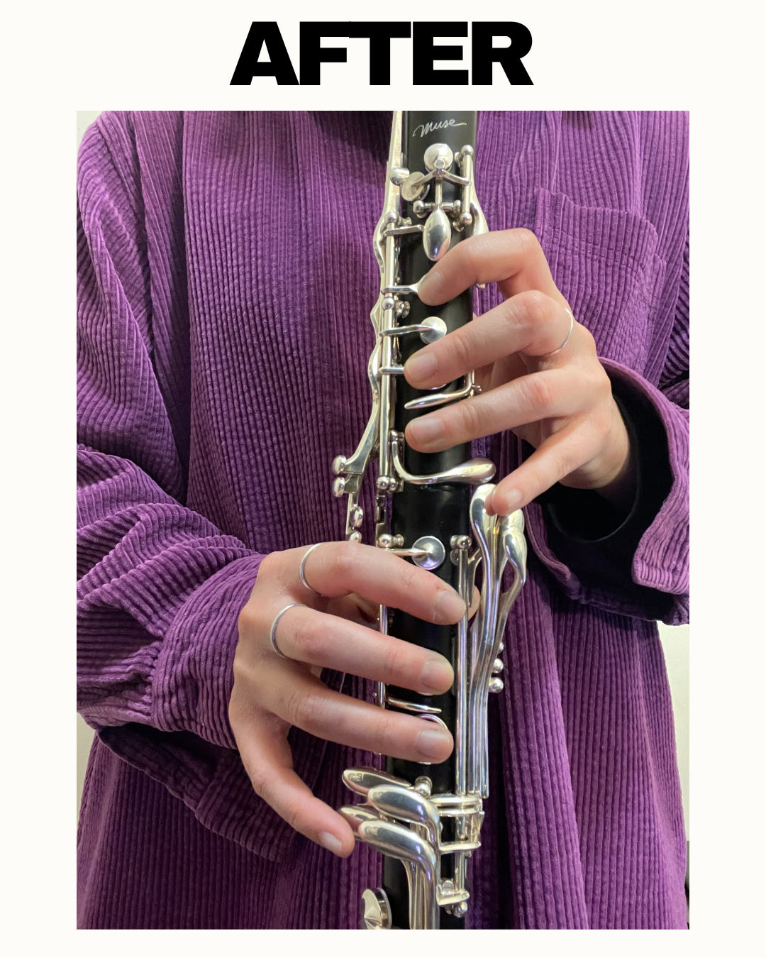 Proper clarinet finger technique with fingers close to keys