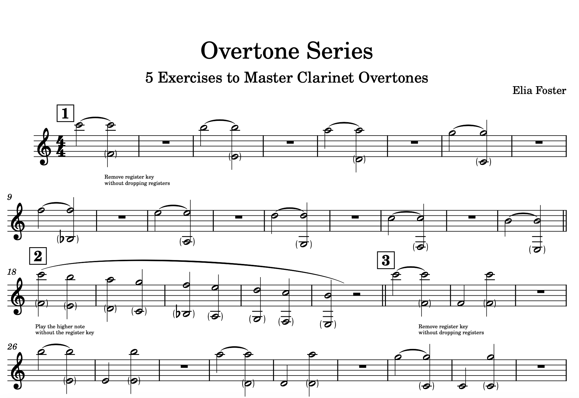 Clarinet Overtone Exercises (Free Sheet Music PDF)