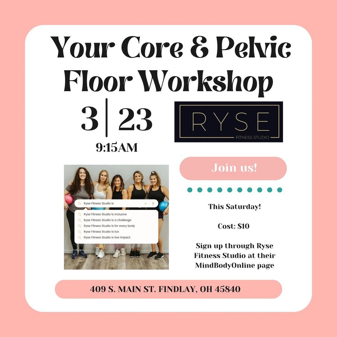 Join me for my &lsquo;Your Core and Pelvic Floor&rsquo; workshop at @ryse_fitness_studio this Saturday! During the event, I&rsquo;ll chat about:

- What exactly is your pelvic floor and how it relates to your core

- Discuss some of the most common d