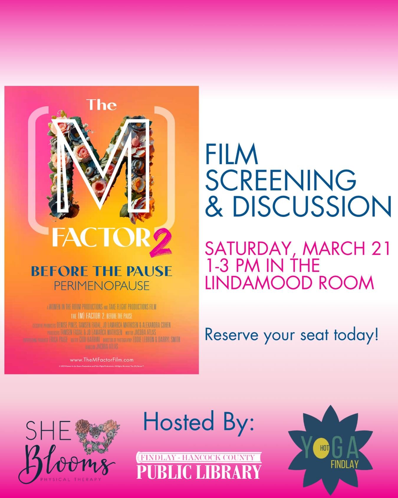 Perimenopause doesn&rsquo;t have to be confusing, or something you navigate alone! We are excited to be bringing a screening of The M Factor 2: Before the Pause | Perimenopause from @themfactorfilm to Findlay. 

This documentary gives language to wha