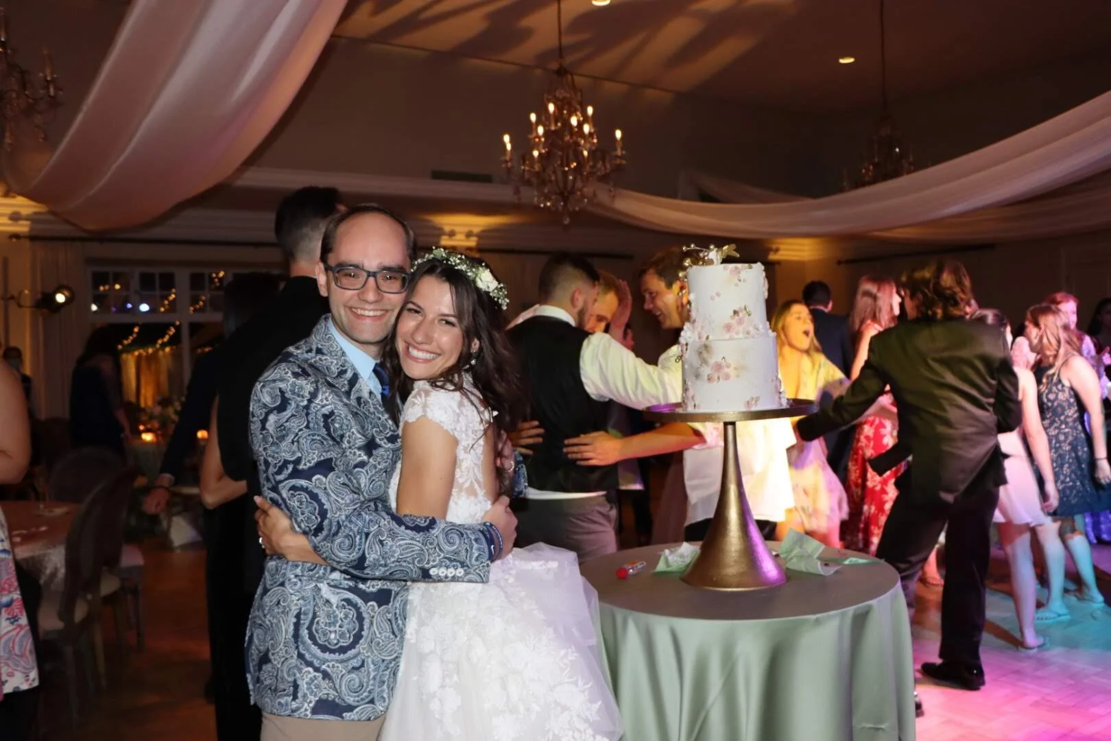  Actor Andrew McKeough poses for a photo with the bride, and close friend, Angel Wolf during the reception at Longue Vue Club. (AKSM Photography). 