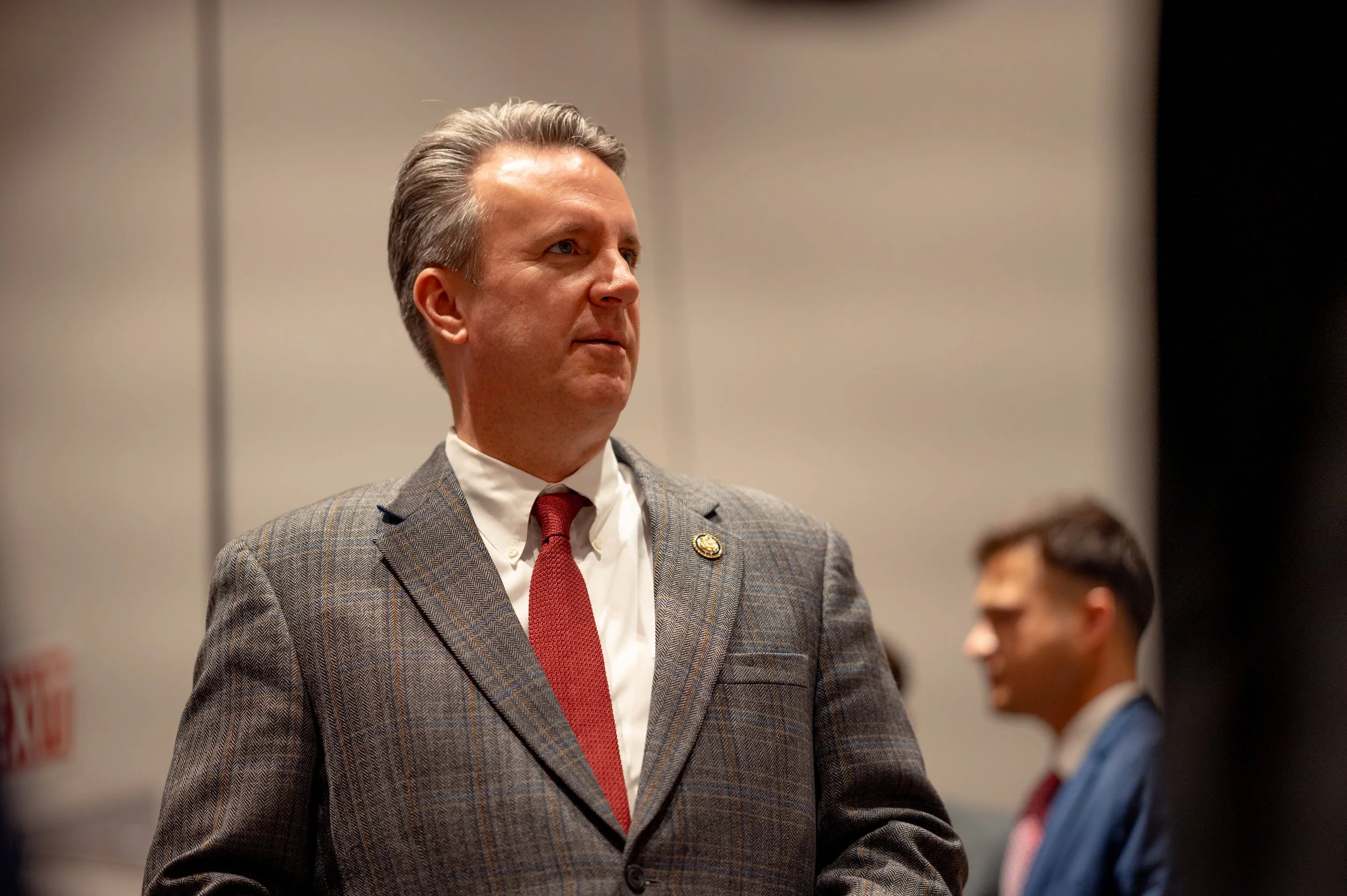  United States Representative Ben Cline (VA-06) meets with the Sawyer Family in a private meeting prior to a surprise award ceremony honoring former Chief White House Producer and Deputy Chief of Staff Grace L. Sawyer as the inaugural Keith B. Jones 