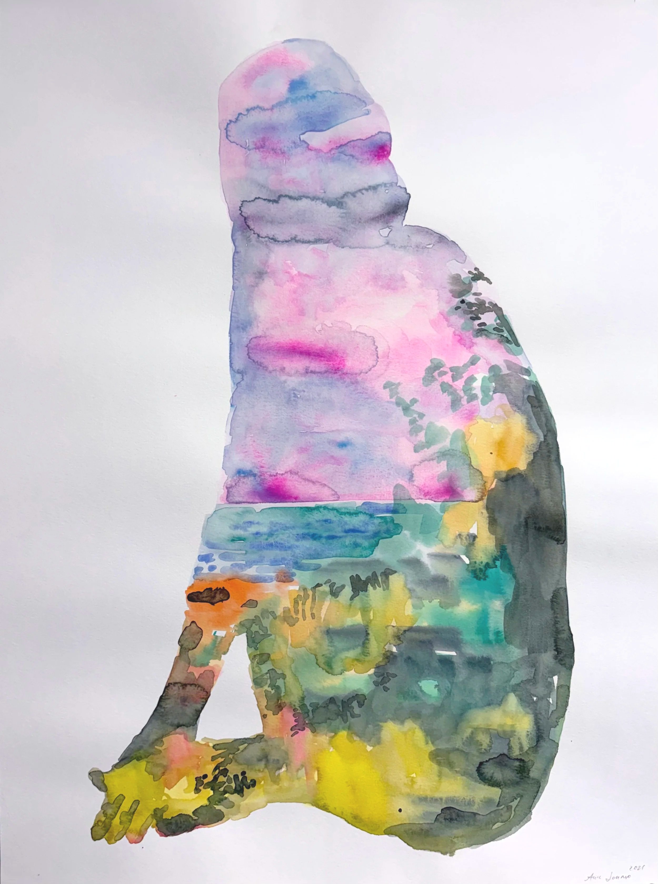 Body Landscape (veridian & pink) 