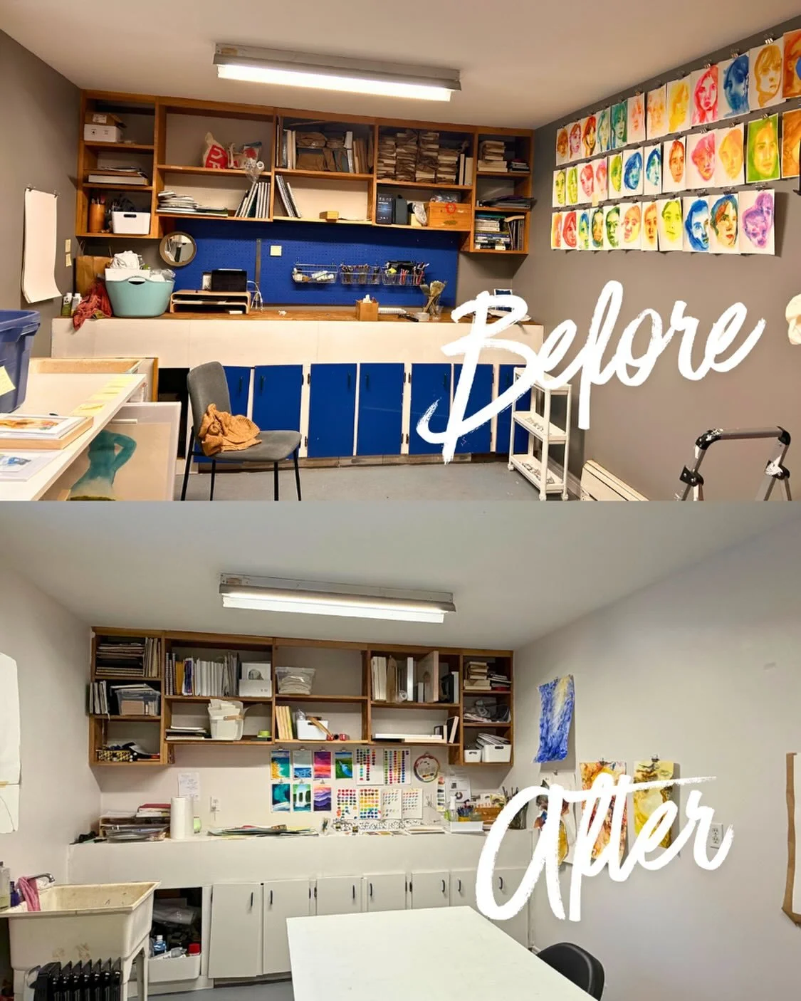A studio reset 🎨
Reorganized + repainted the home studio and feeling a great energy in here for new work 💫

#studiolife #artistatwork #beforeafter #creativehome #2026art