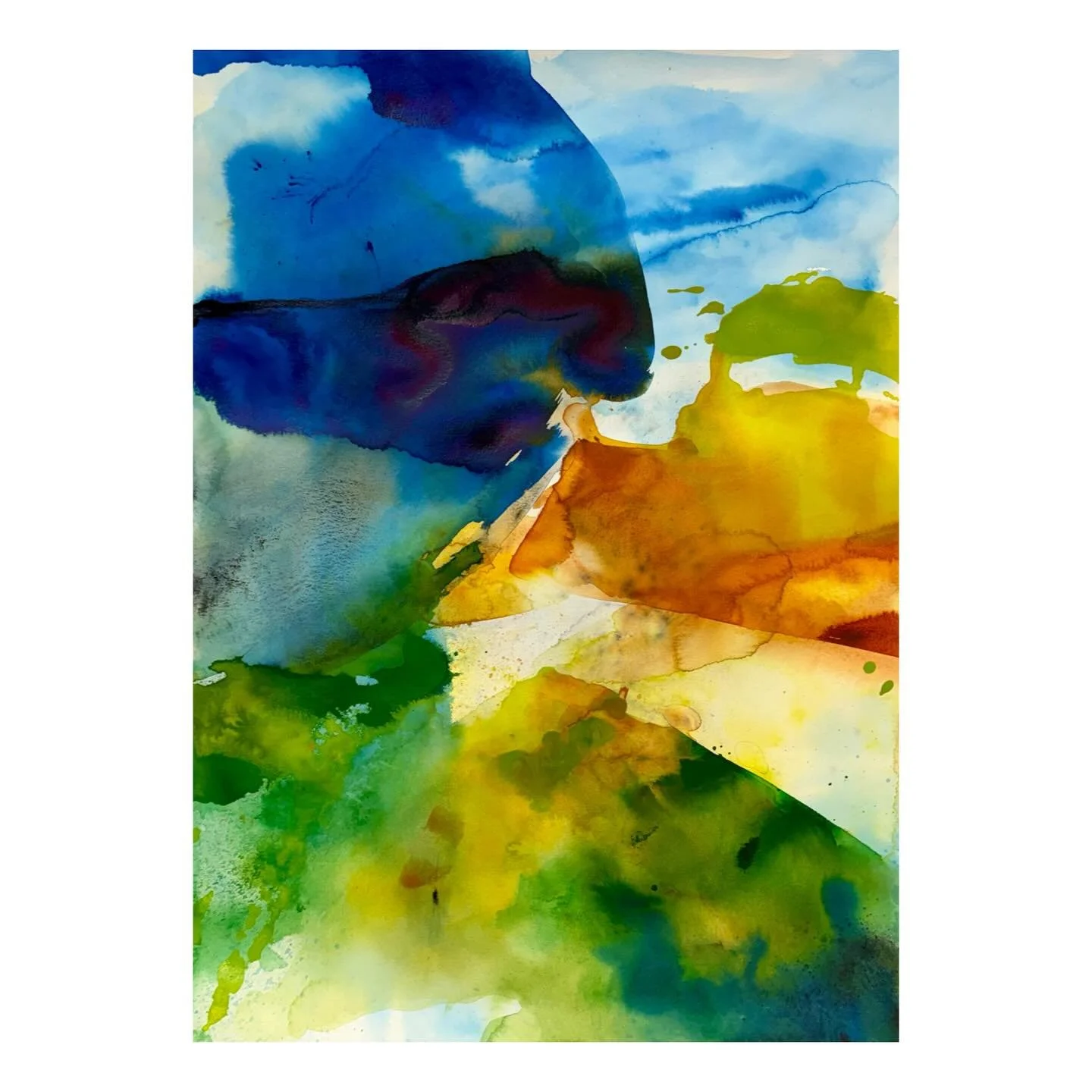 Lately I&rsquo;ve been working with a limited palette inspired by the Nova Scotia shoreline&mdash;cerulean blues, ochres, greens, and earth tones.

These pieces are less about describing a place and more about sensing it&mdash;the fresh air, the move