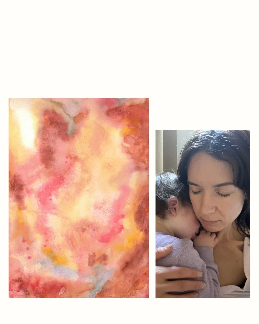 Exploring a warm moment, connection, gentle closeness&hellip; watercolours on paper 
&mdash;
#cuddle #abstract #watercolour #softmoments #paintingprocess