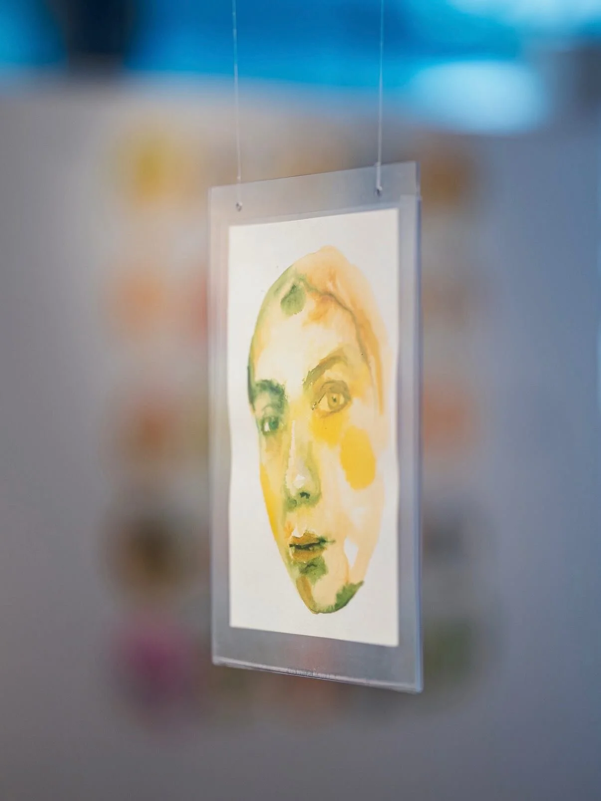 The suspended portrait in the exhibition was included as a way for viewers to see into my process.

Writing has always been part of that process. I wrote to begin the paintings, to record the day, and to locate sensations and feelings within myself t