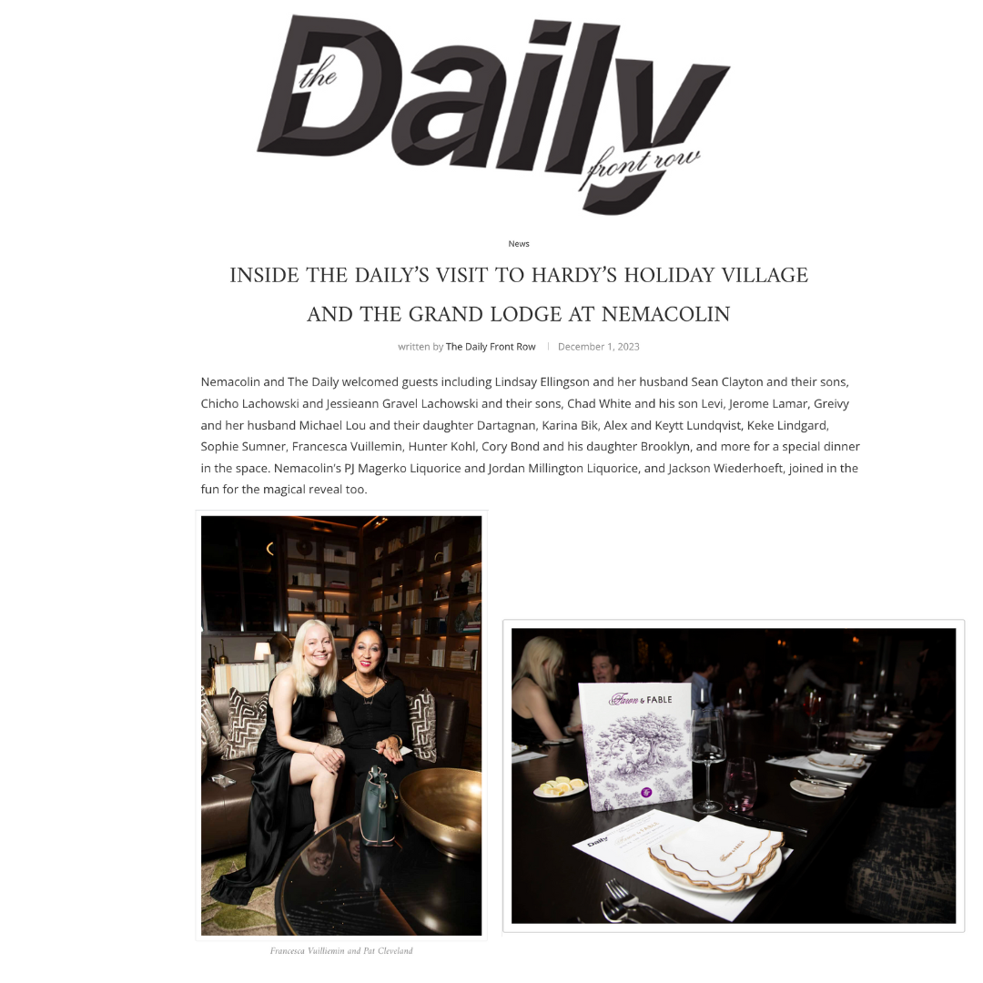 INSIDE THE DAILY’S VISIT TO HARDY’S HOLIDAY VILLAGE AND THE GRAND LODGE AT NEMACOLIN