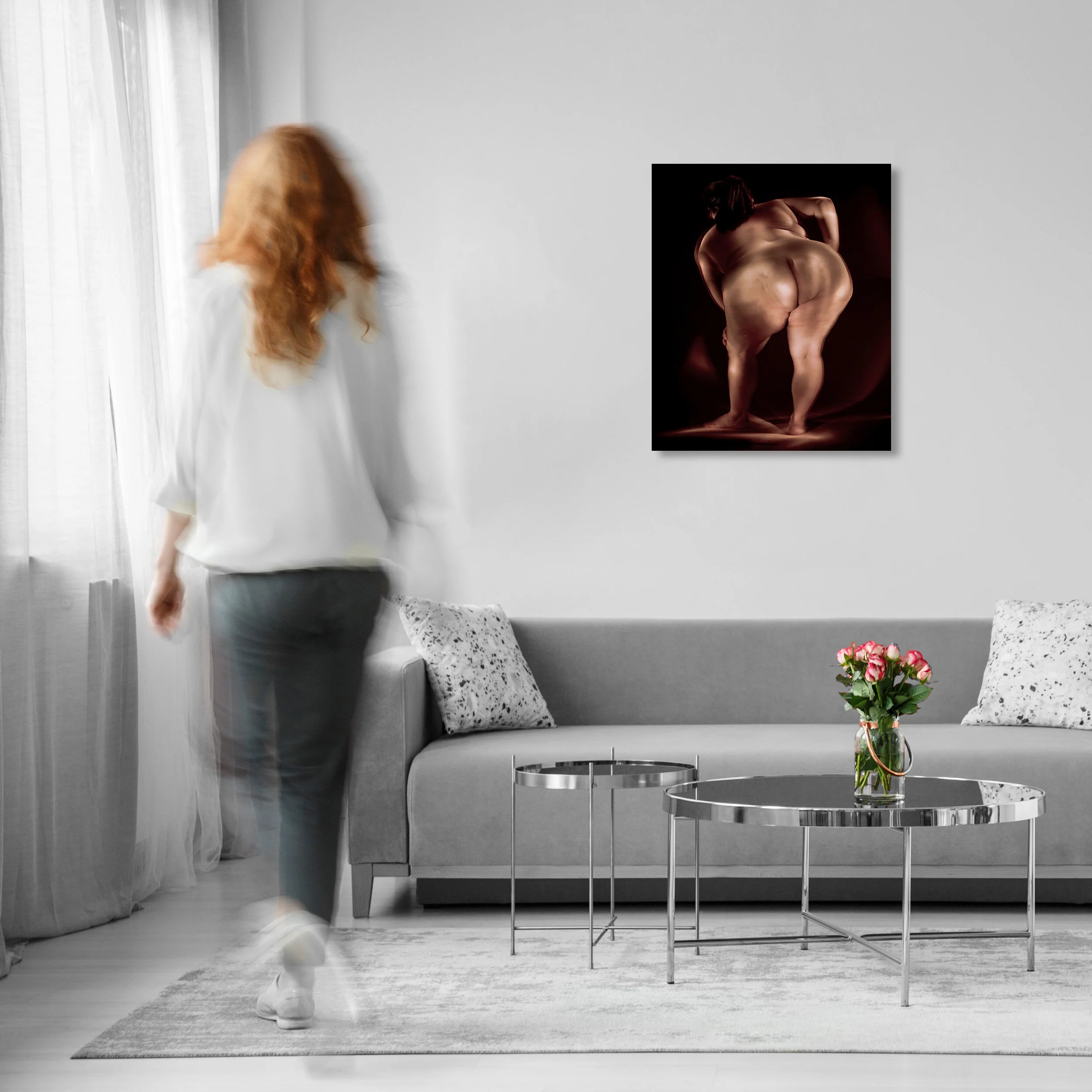 The matte acrylic print is perfectly suited for brightly lit environments. It absorbs light and greatly reduces glare.