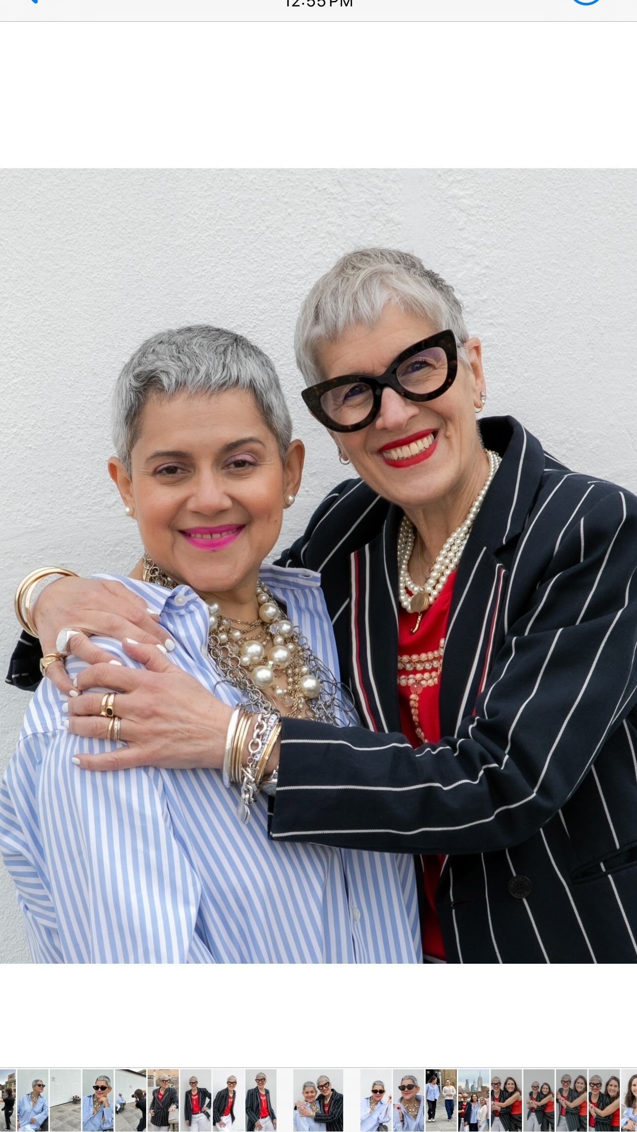 Wonderful team work on a rooftop - having the courage to reveal her life-long scars. In part, defining her life story. Thank you Grace and Stephanie for making this possible 💕 💕 @grace_gonzalez_nyc @celebratethegray @women.60.plus @thedetailsofstyl