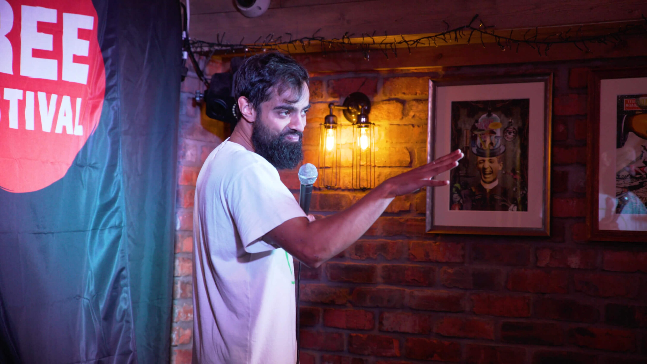 Comedian Raul Kohli performing at Edinburgh Fringe Festival 2018