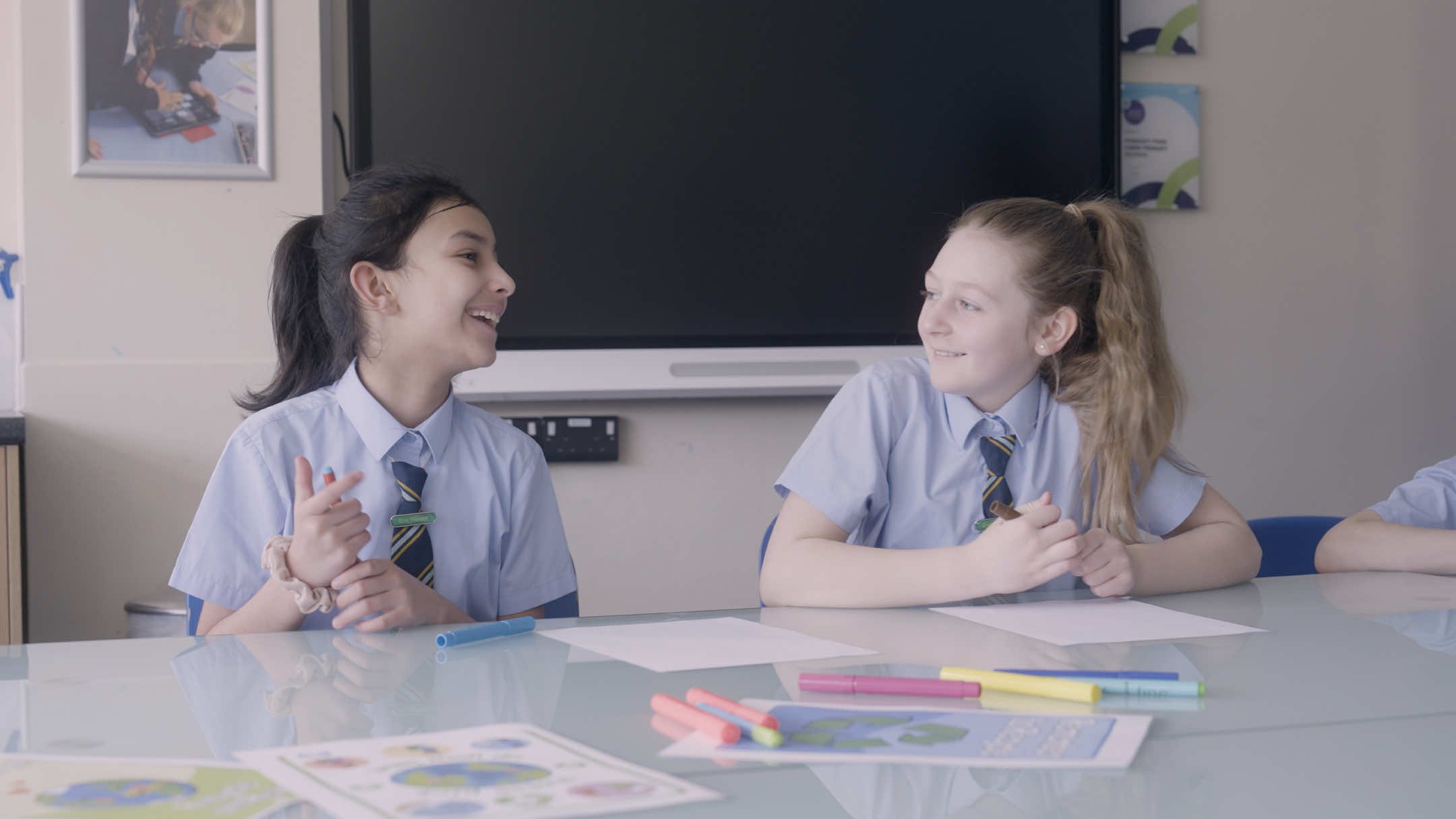 Happy Schoolchildren Filming for Eco-Schools Brand Videos