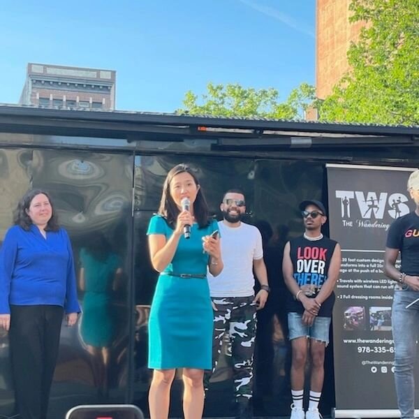 Beyond happy to have been on Copley Square last night for a @menofmelaninmagic Pride event!  Also so proud to have had Mayor Wu on our stage! 

Check out our mobile theater, complete with stage, lights, sound, technicians, and dressing rooms, at www.