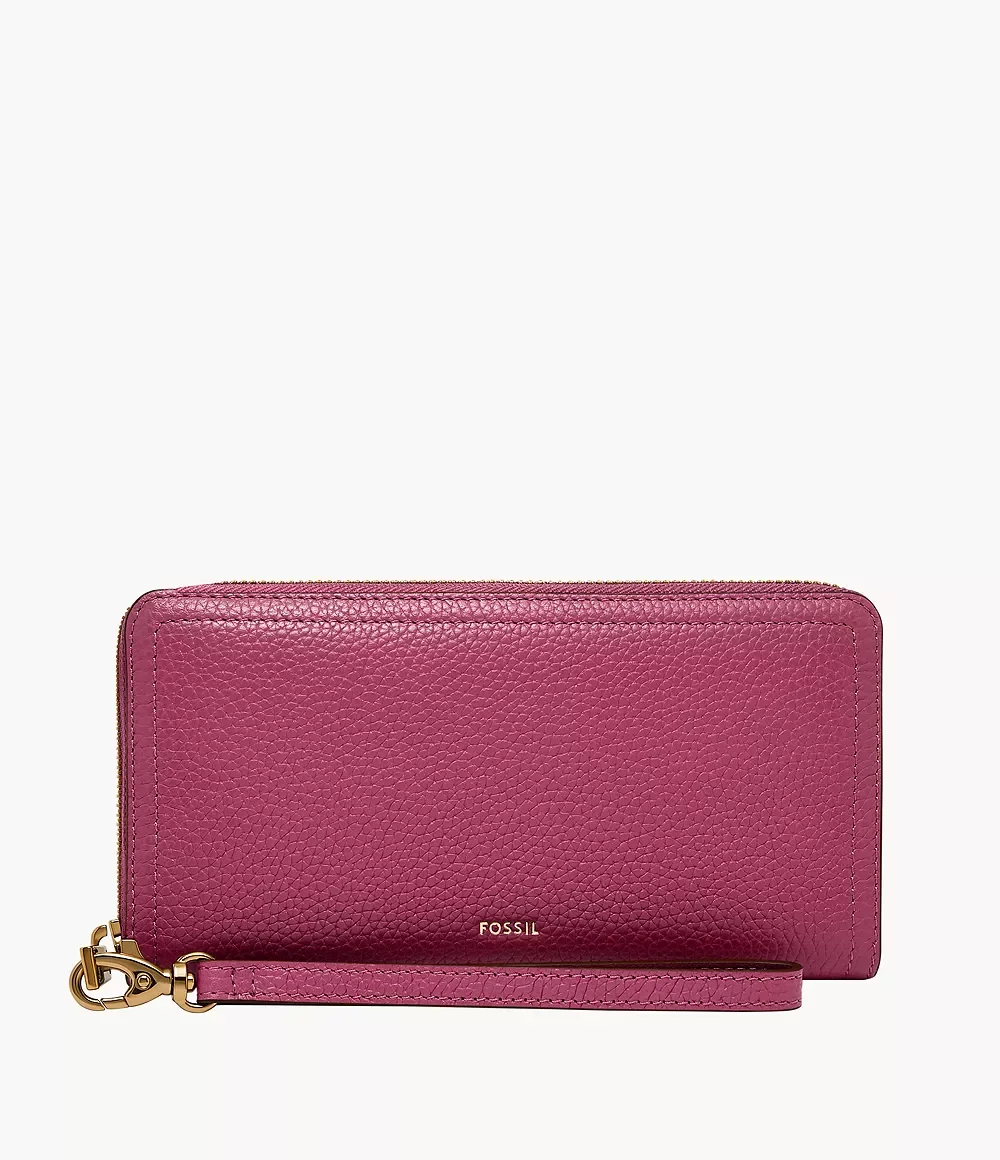 Fossil Logan RFID zip around clutch wallet infinite pink — Facets