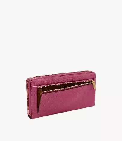 Fossil Logan RFID zip around clutch wallet infinite pink — Facets