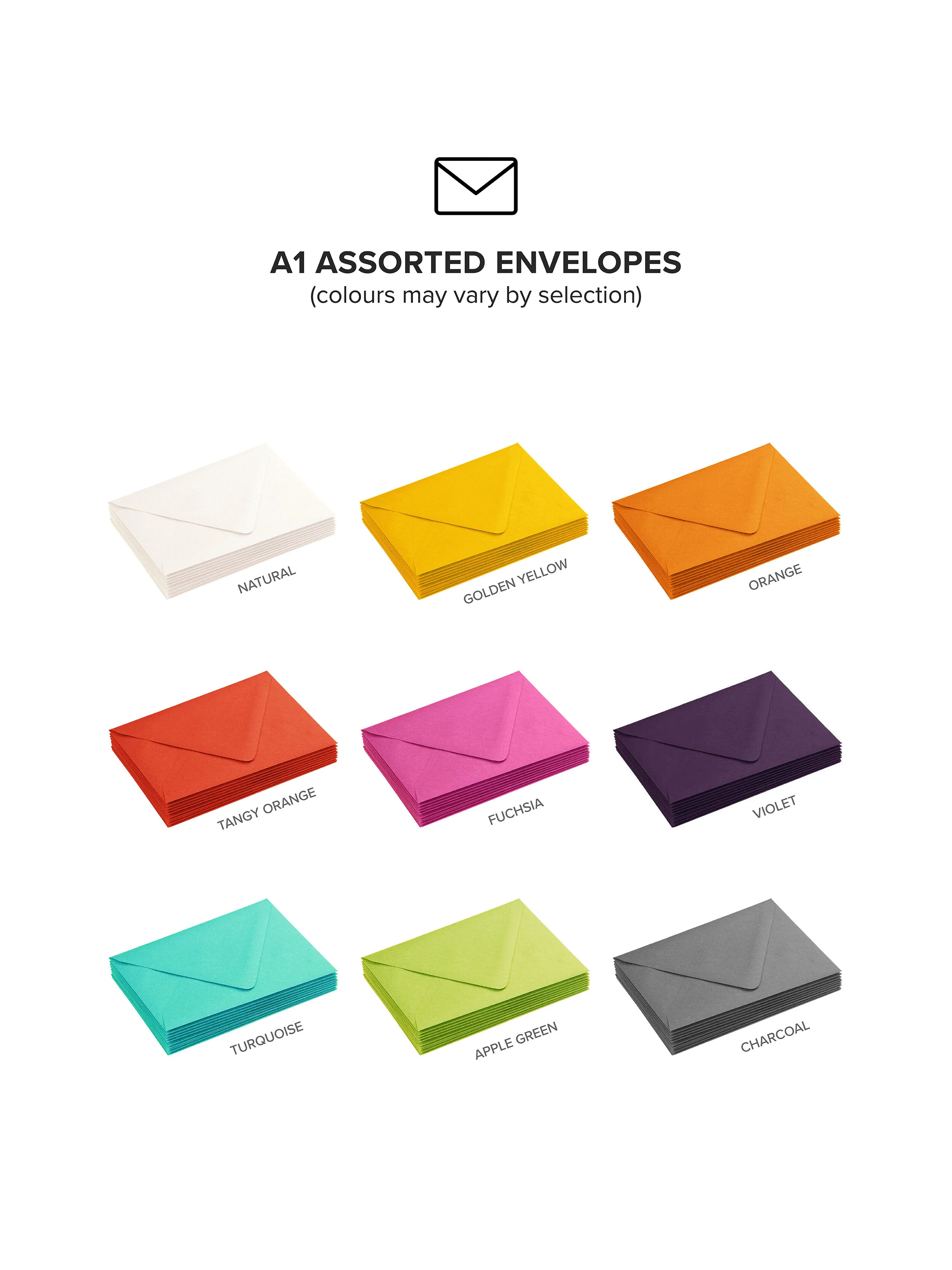 Assorted colour envelopes A1 that come with greeting cards