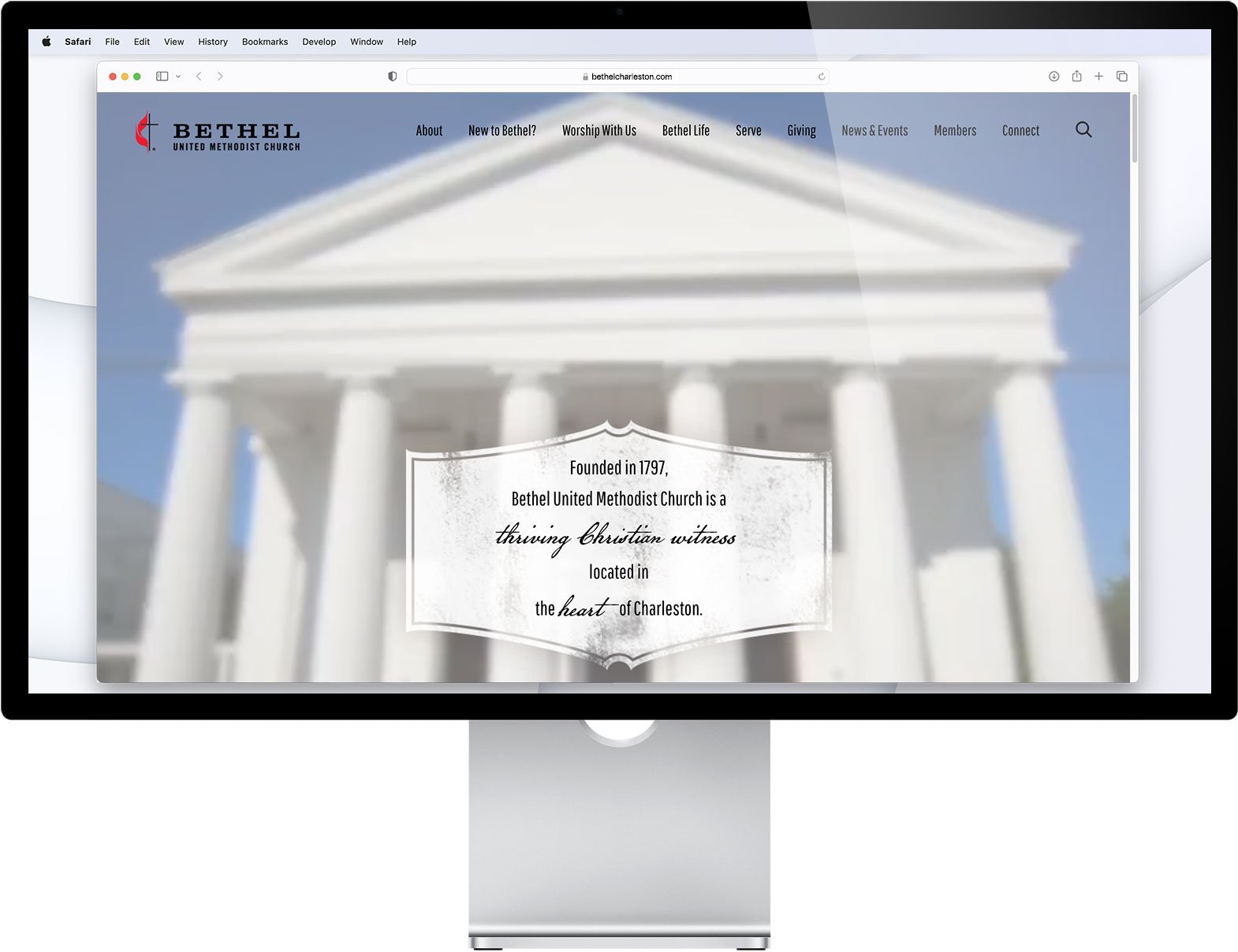 Screenshot of the Bethel UMC Charleston Website homepage