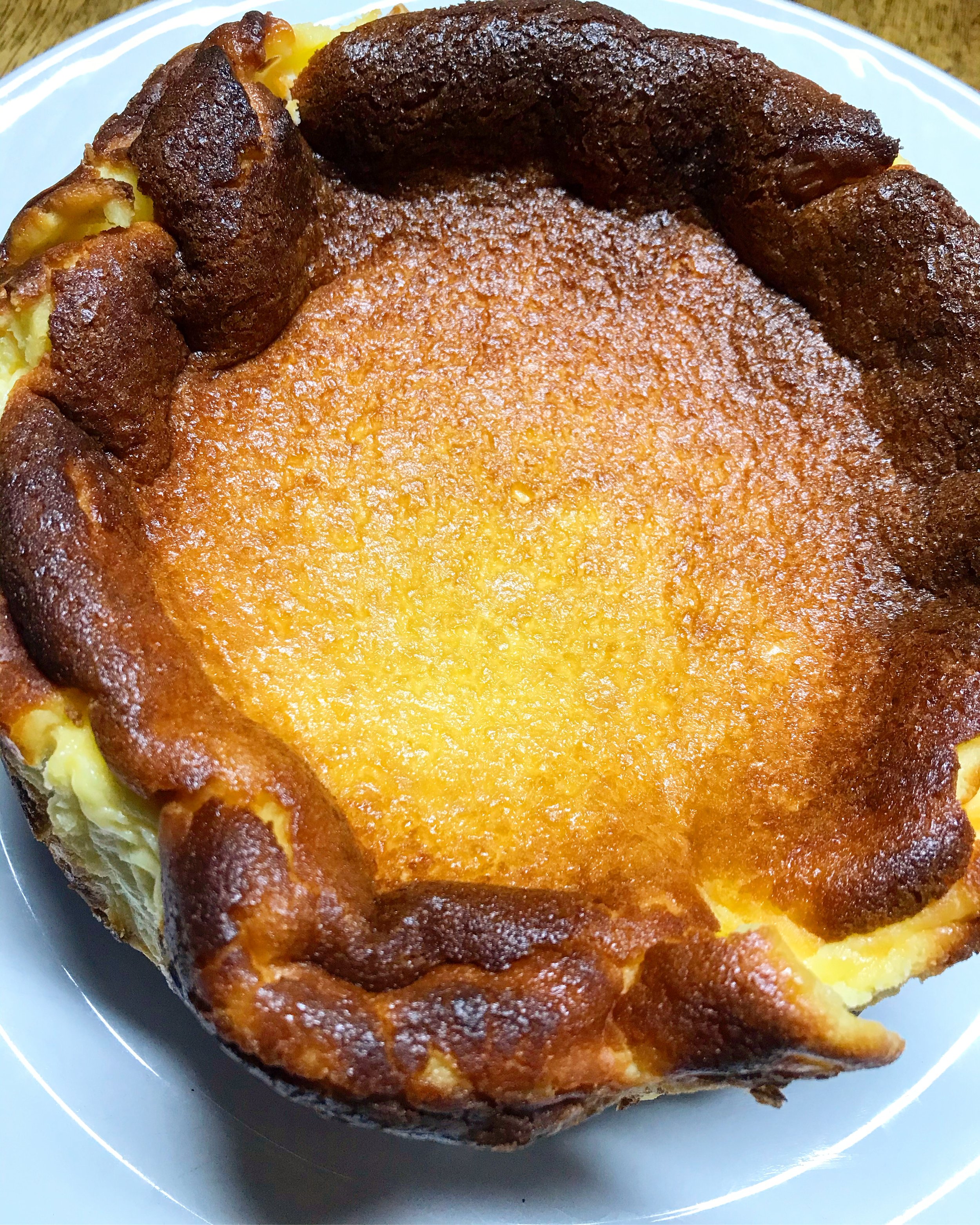 Basque cheesecake with dried cherry compote