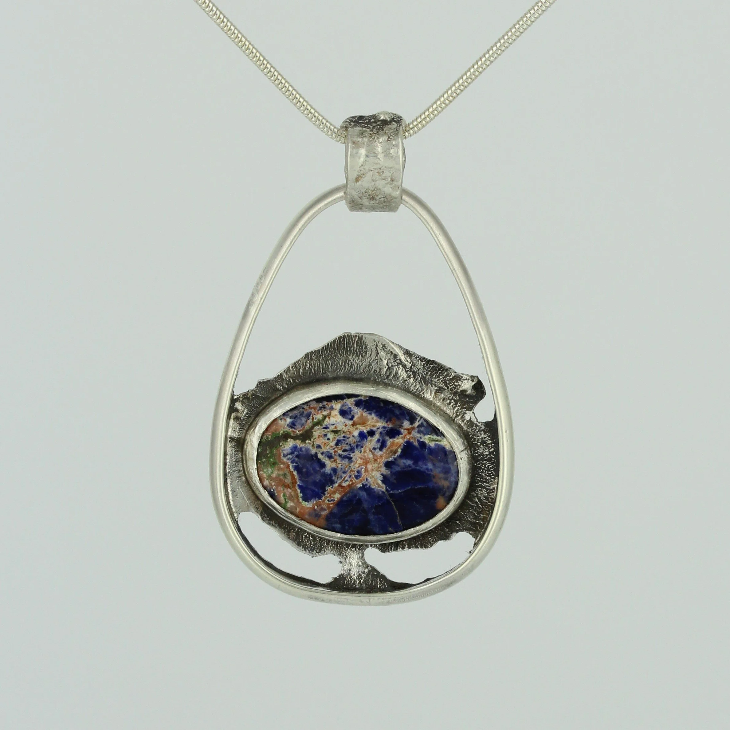 Sodalite Stone &amp; Silver Pendant