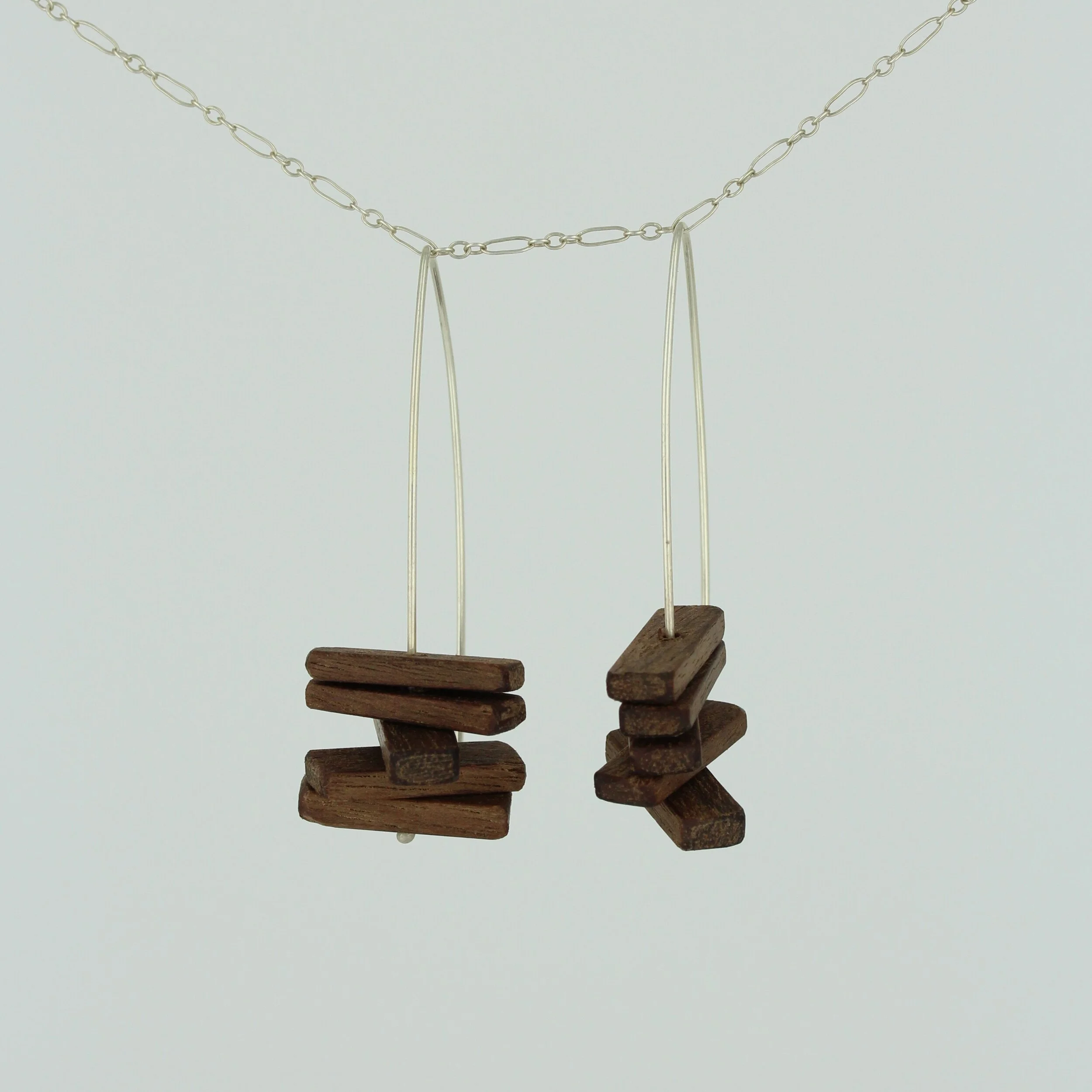 Walnut & Sterling Silver Earrings
