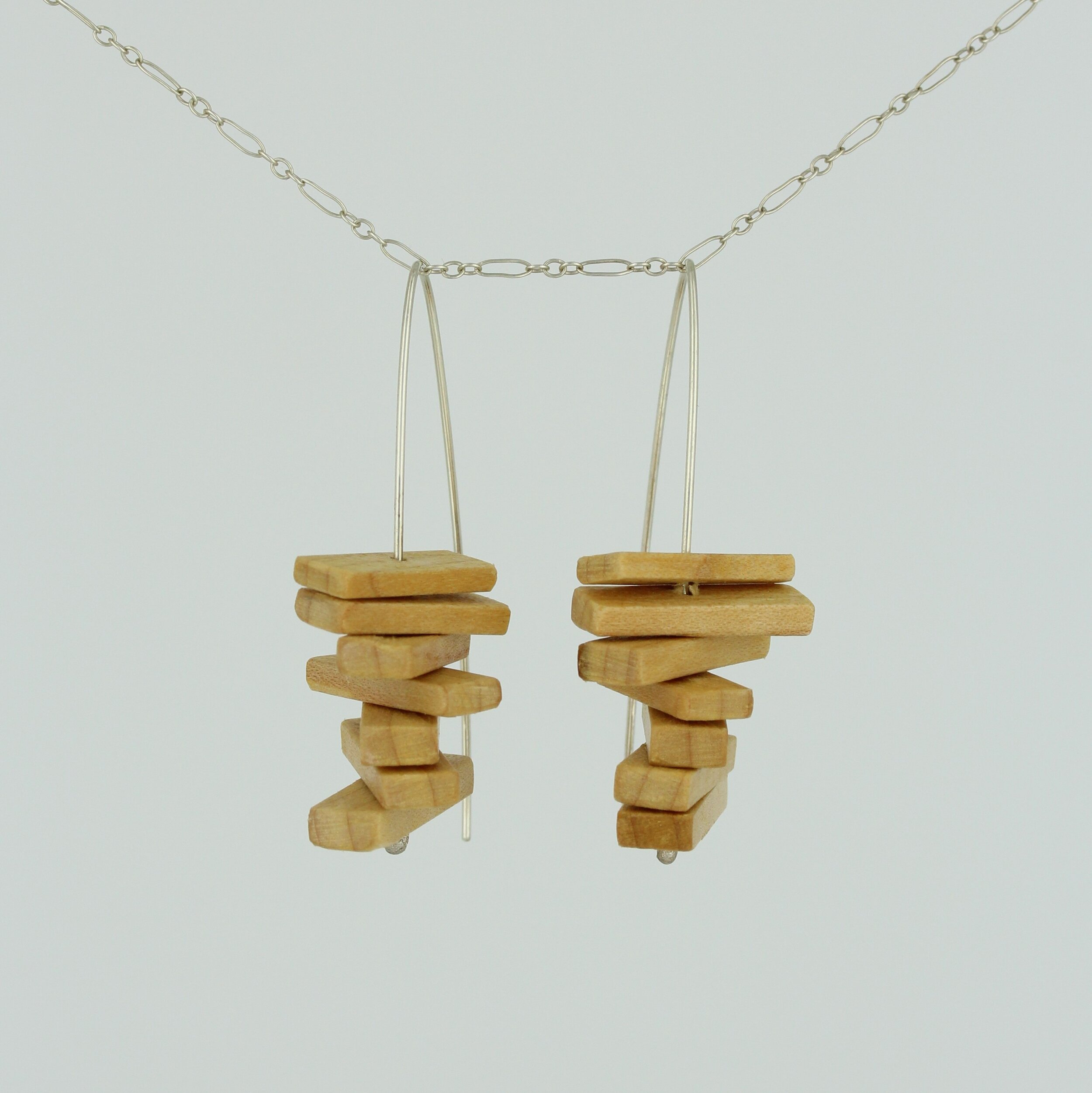 Wood & Sterling Silver Earrings