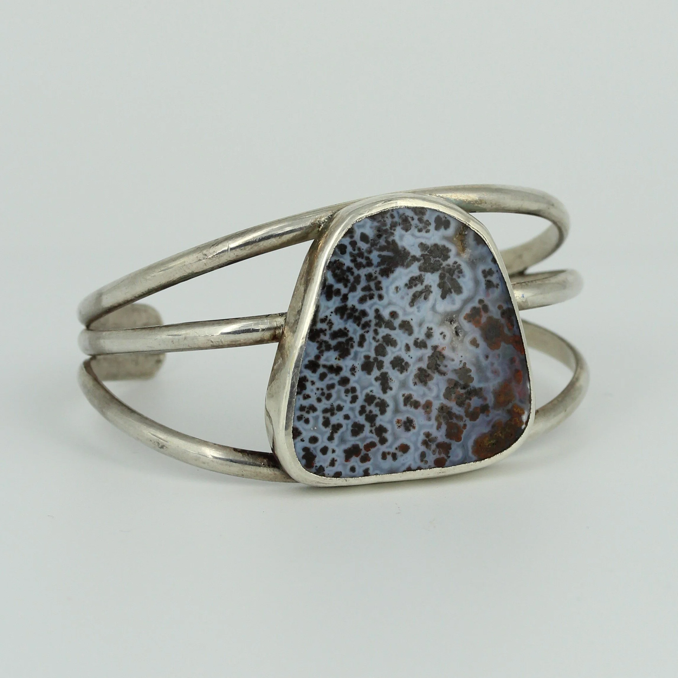 Silver &amp; agate cuff bracelet