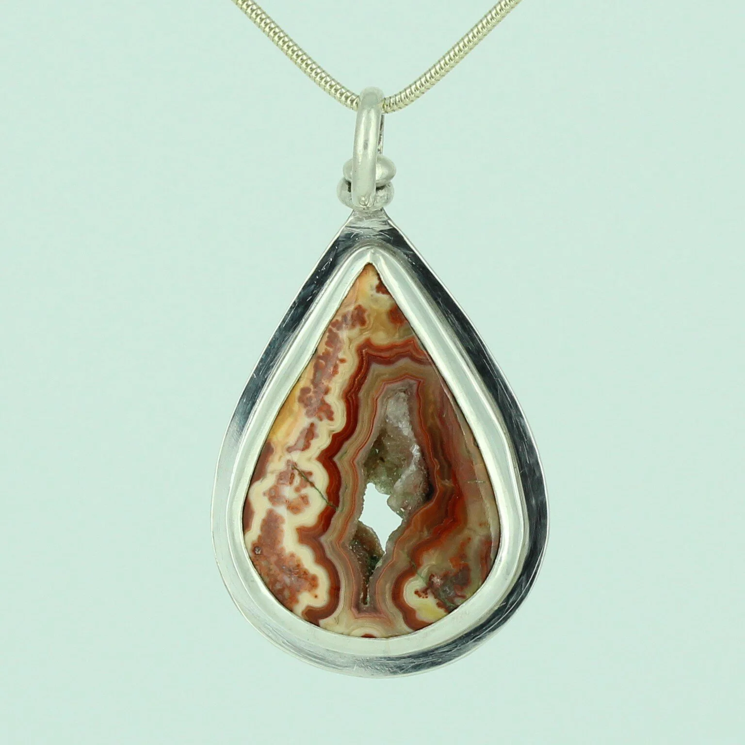 Crazy Lace Agate &amp; Sterling Silver Pendant 