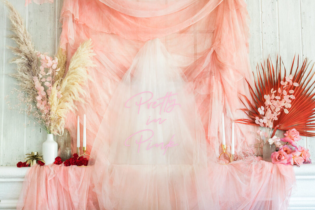  Malibu Rose Tulle ・  Wisteria Photography  ・  Forrest and J  ・ florals by  The Bloemist  