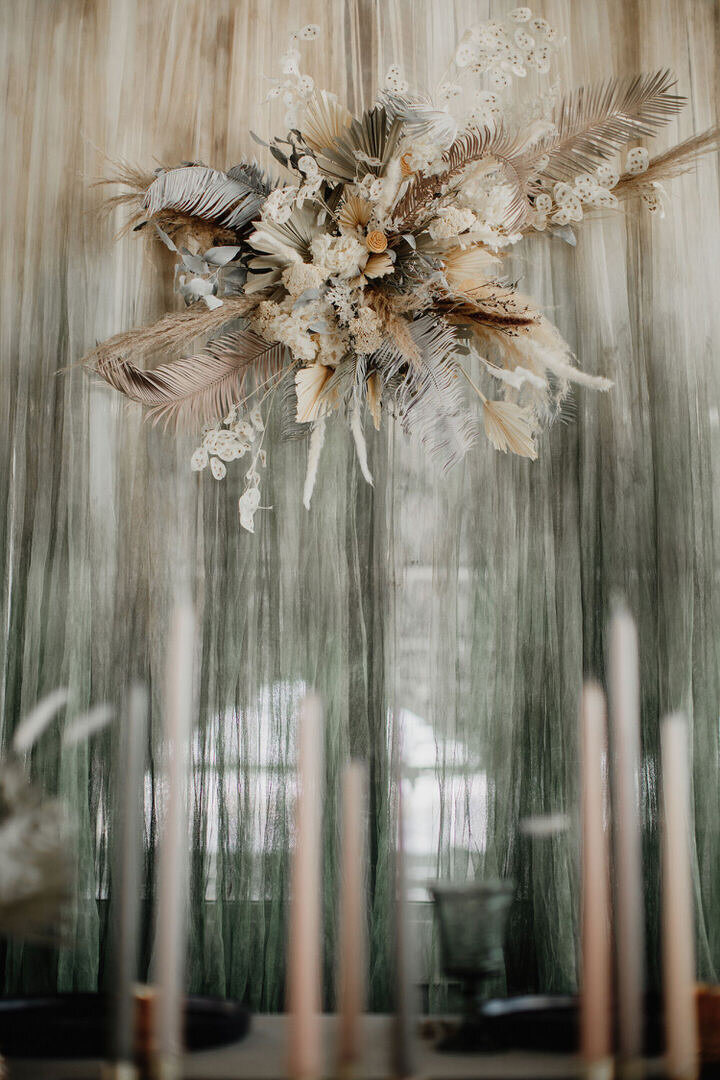  Sage Whisper Ombré Tulle Backdrop ・  The Godard's Photography  ・  Bespoke Decor  