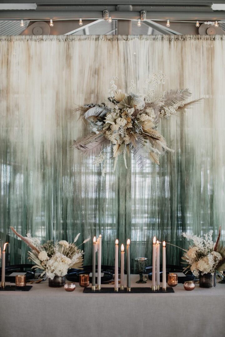  Sage Whisper Ombré Tulle Backdrop ・  The Godard's Photography  ・  Bespoke Decor  